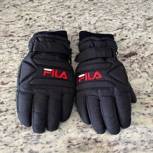 Fila boys snow gloves size large black vintage ski winter adjustable